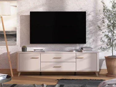 Premium Dariqon Cashmere Oak Effect 71-inch Wide TV Unit with Storage - UK Luxury Furniture
